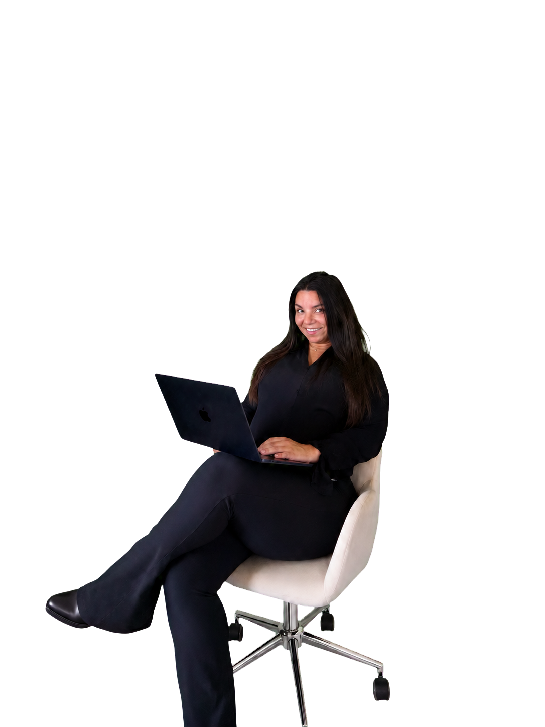 Briana Borgella working on her laptop